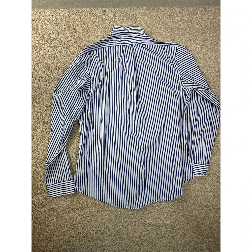 Polo Ralph Lauren Shirt Mens XL Blue Striped Custom Fit Button Down Pony 17.5